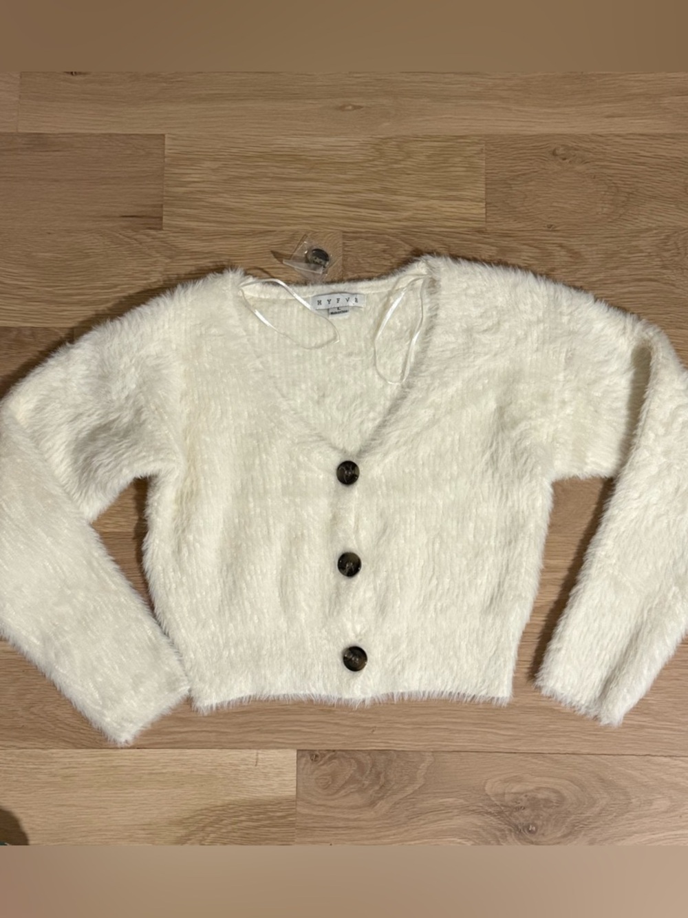Women’s Faux Fur Button-Up Crop Sweater Jacket